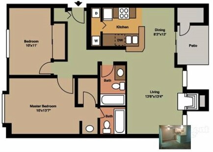 2 Bedroom / 2 Bathroom K303 floor plan